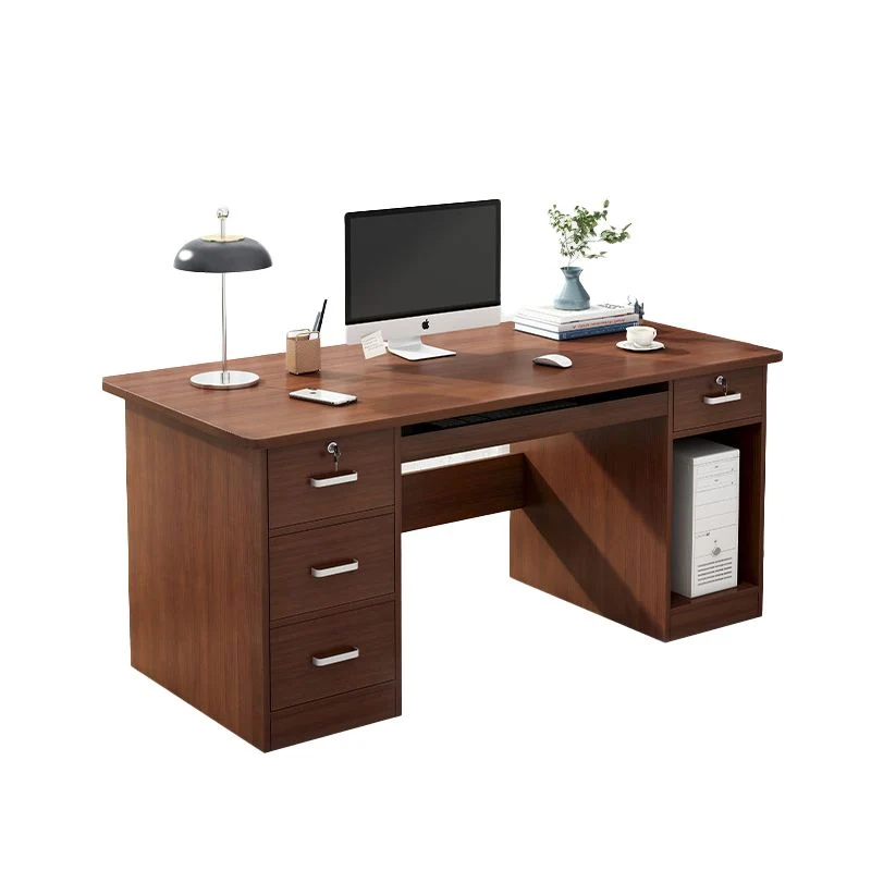 Bureau d'ordinateur contemporain, bureau rectangulaire avec tiroirs Clearhalo