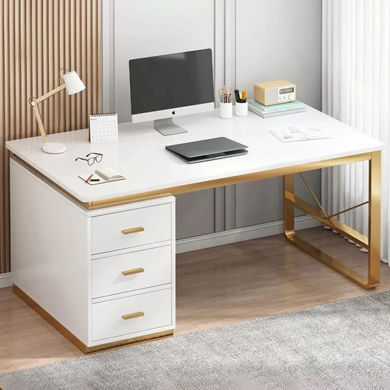 Bureau d'ordinateur contemporain, bureau rectangulaire avec tiroirs Clearhalo
