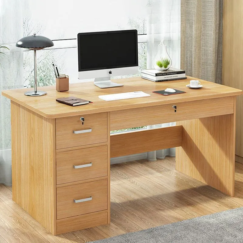 Bureau d'ordinateur contemporain, bureau rectangulaire avec tiroirs Clearhalo
