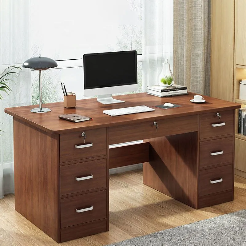 Bureau d'ordinateur contemporain, bureau rectangulaire avec tiroirs Clearhalo