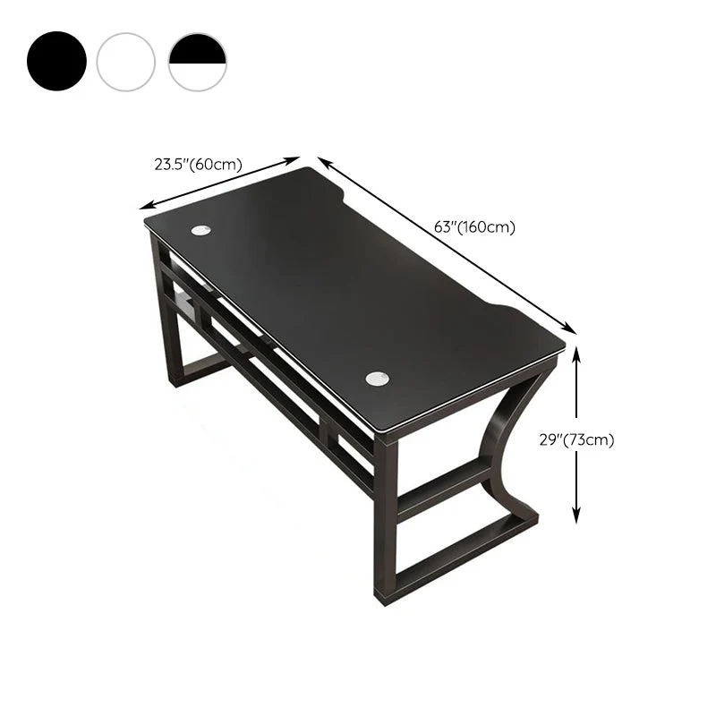 Bureau d'ordinateur contemporain au fini antique avec pieds en métal Clearhalo