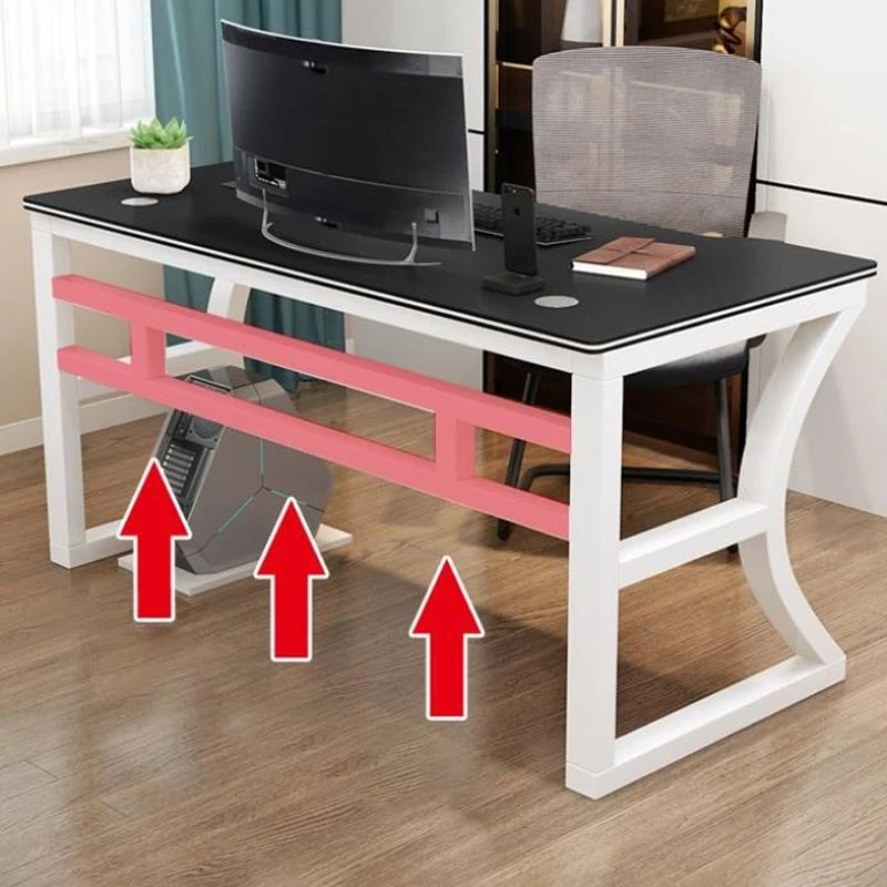Bureau d'ordinateur contemporain au fini antique avec pieds en métal Clearhalo