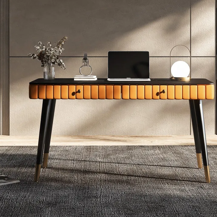 Bureau d'ordinateur contemporain au fini antique avec 2 tiroirs de rangement Clearhalo