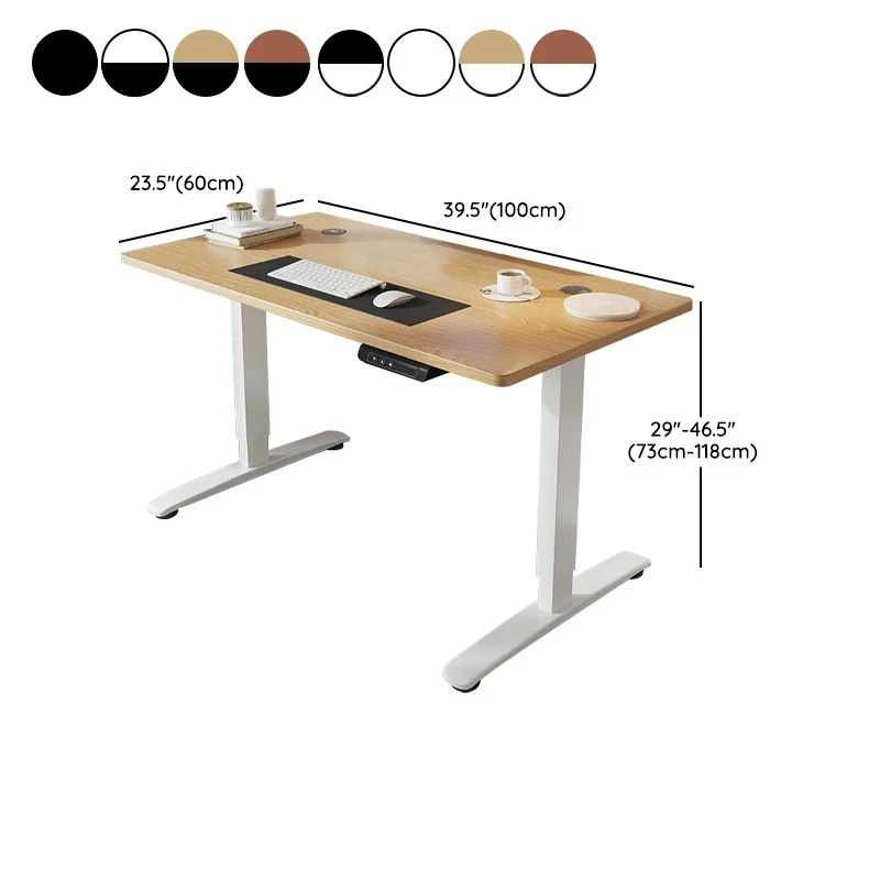 Bureau d'ordinateur contemporain à hauteur réglable, base en forme de T, bureau debout Clearhalo