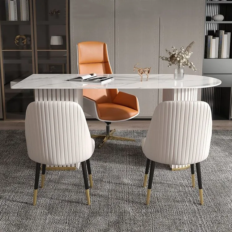 Bureau d'ordinateur contemporain en marbre pour bureau 23,6" de largeur x 29,5" de hauteur Clearhalo