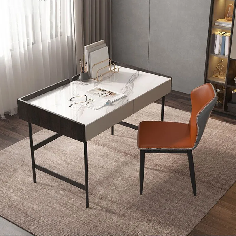 Bureau d'ordinateur contemporain en marbre pour la maison, bureau de 20 po de largeur x 30 po de hauteur avec tiroir Clear...