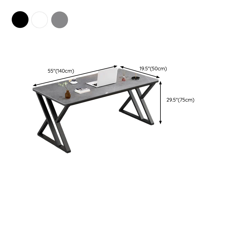 Bureau d'ordinateur contemporain noir avec pieds en métal Clearhalo