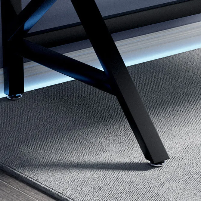 Bureau d'ordinateur contemporain en pierre avec pieds noirs Clearhalo