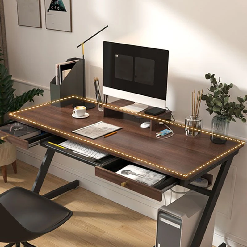 Bureau d'ordinateur contemporain pour chambre à coucher, bureau rectangulaire en bois Clearhalo