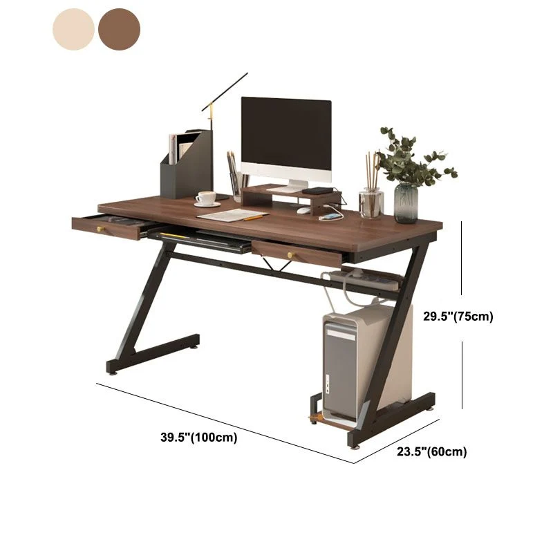 Bureau d'ordinateur contemporain pour chambre à coucher, bureau rectangulaire en bois Clearhalo