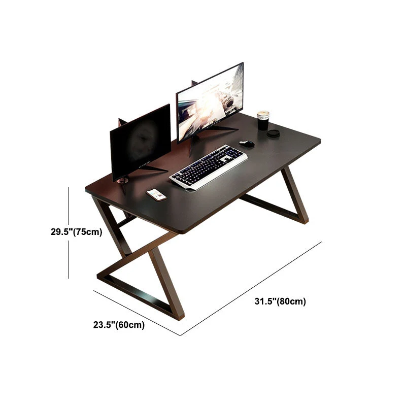 Bureau d'ordinateur contemporain rectangulaire en bois de 29,5 po de hauteur Clearhalo