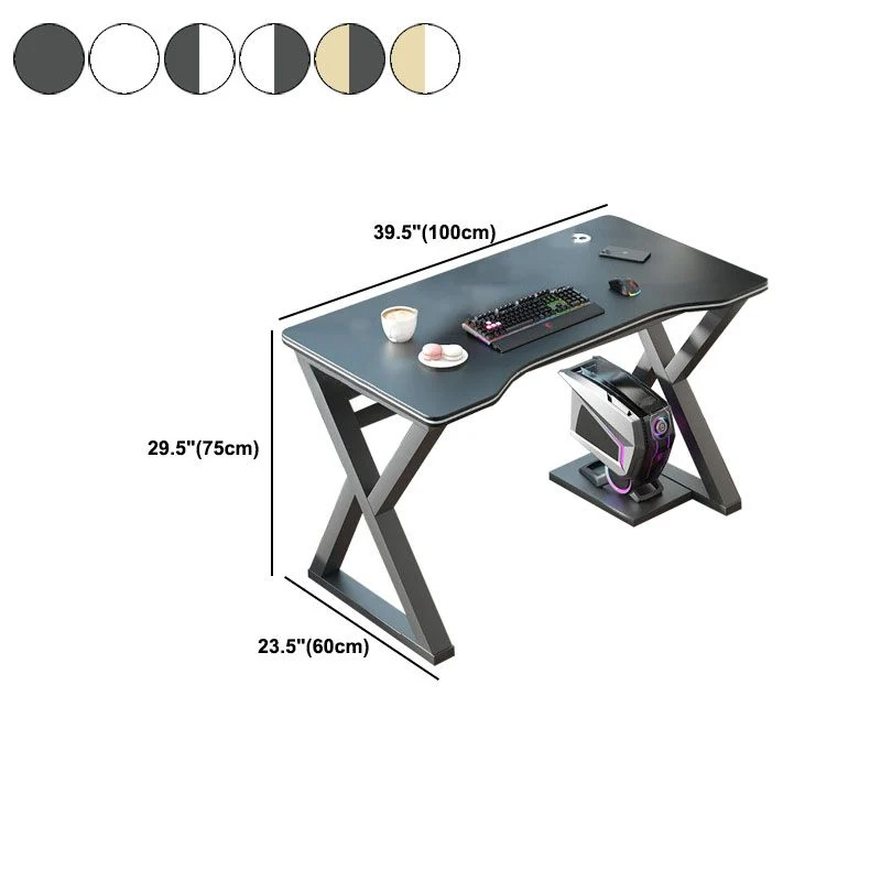 Bureau d'ordinateur contemporain rectangulaire de bureau de jeu ergonomique de 23,6 po de largeur Clearhalo