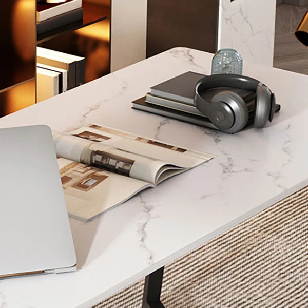 Bureau d'ordinateur contemporain rectangulaire au fini antique Clearhalo