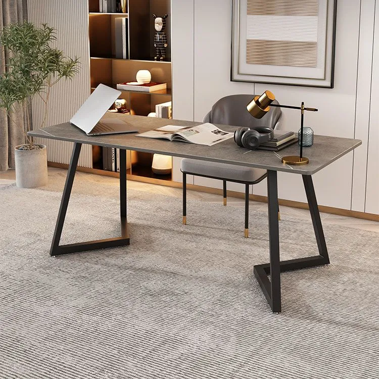 Bureau d'ordinateur contemporain rectangulaire au fini antique Clearhalo