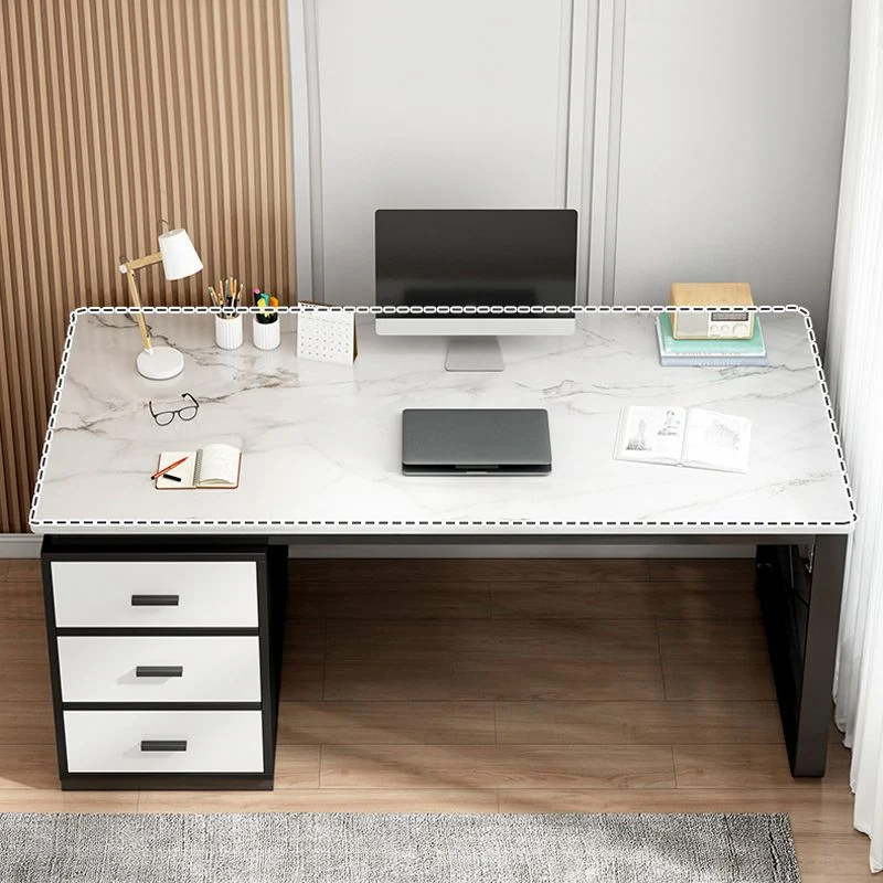 Bureau d'ordinateur contemporain à 3 tiroirs, finition antique Clearhalo
