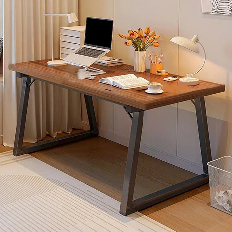 Bureau d'ordinateur à domicile en bois massif, bureau à base de traîneau contemporain Clearhalo
