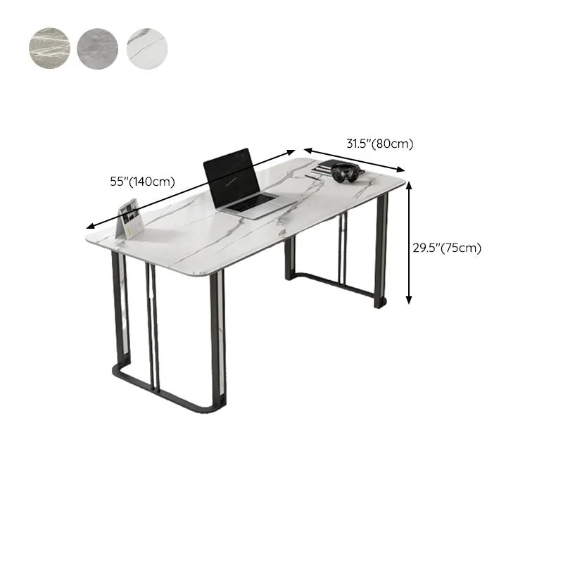 Bureau d'ordinateur de finition antique de bureau rectangulaire industriel avec pieds en métal Clearhalo