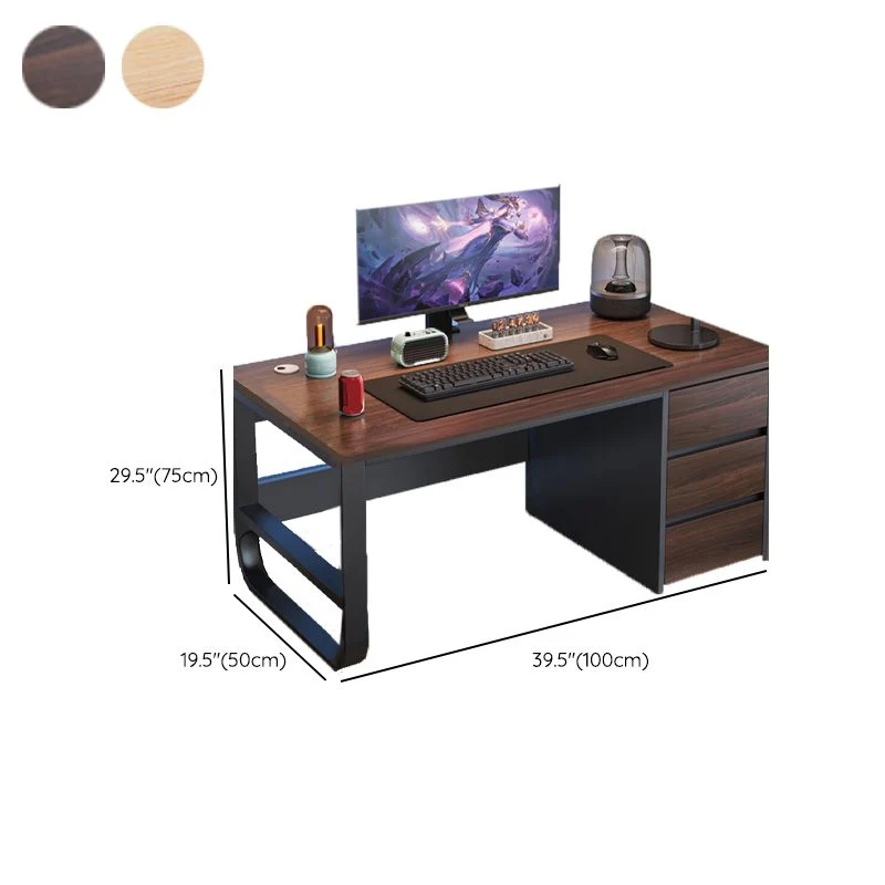 Bureau d'ordinateur de forme rectangulaire en bois de Style moderne avec 2 pieds pour la maison Clearhalo