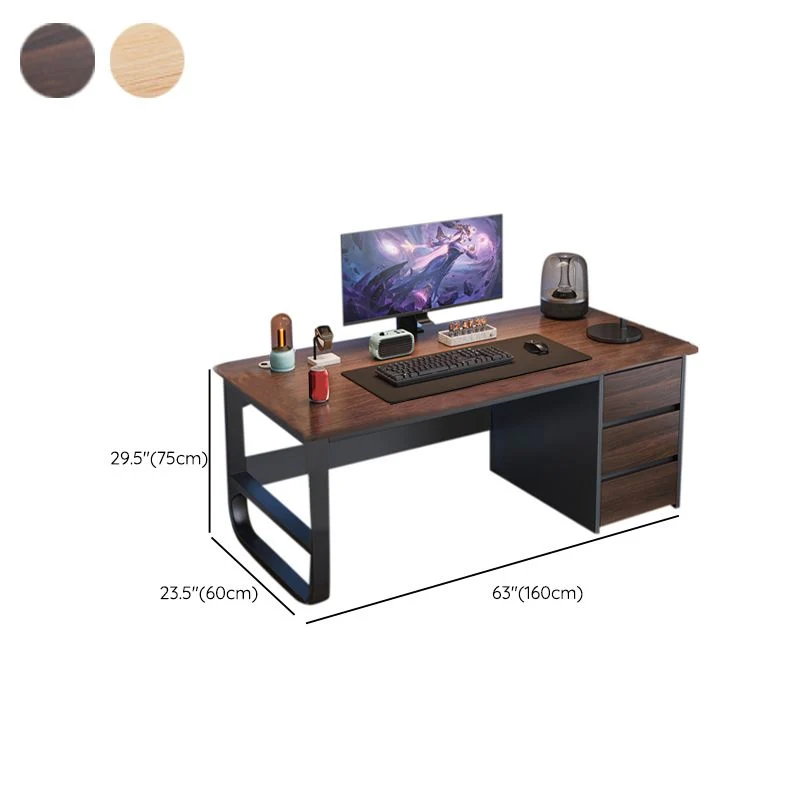 Bureau d'ordinateur de forme rectangulaire en bois de Style moderne avec 2 pieds pour la maison Clearhalo