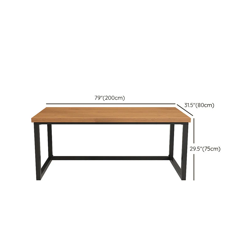 Bureau d'ordinateur de forme rectangulaire, bureau d'écriture marron pour la maison Clearhalo