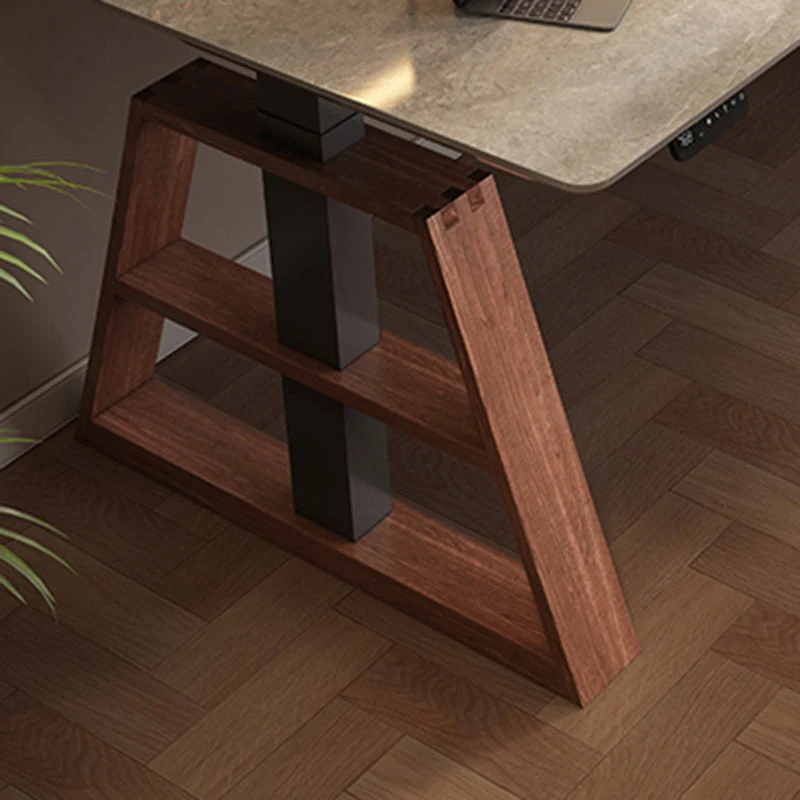 Bureau d'ordinateur de forme rectangulaire moderne, bureau de travail en bois avec 2 pieds pour la maison Clearhalo