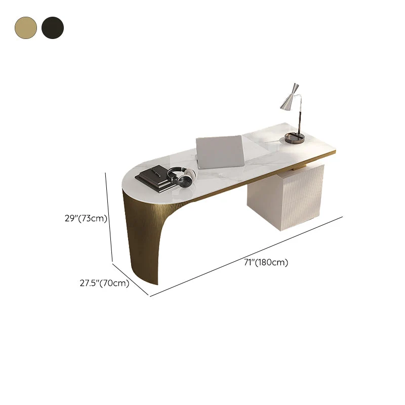 Bureau d'ordinateur Glam au fini antique avec 2 tiroirs de rangement Clearhalo