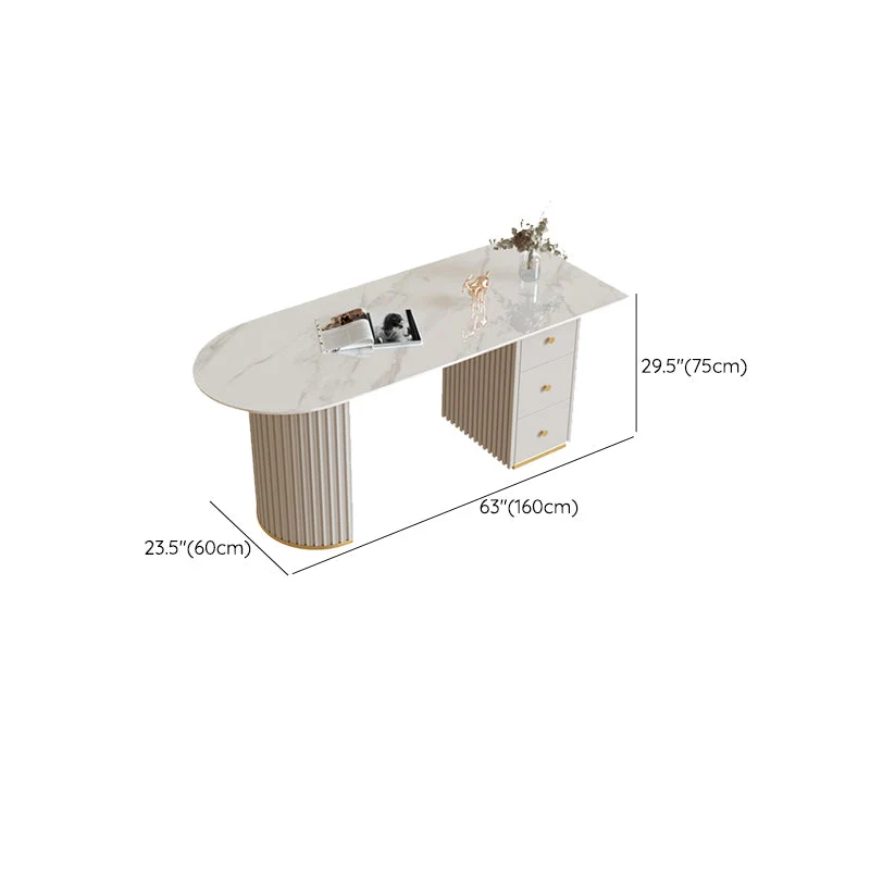 Bureau d'ordinateur Glam, finition antique, avec tiroirs, 29,5 po de hauteur Clearhalo