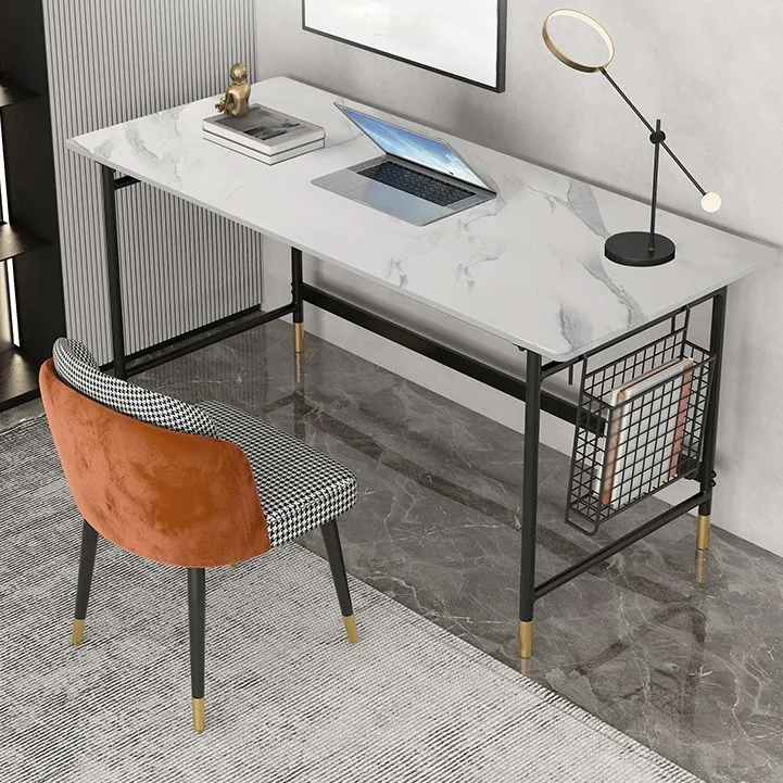 Bureau d'ordinateur Glam, finition antique, pieds en métal Clearhalo