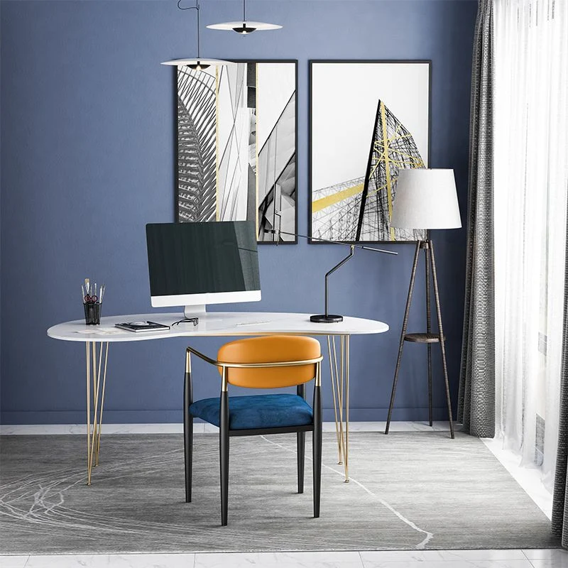 Bureau d'ordinateur Glam moderne, doré, base en épingle à cheveux de 29,5 po Clearhalo
