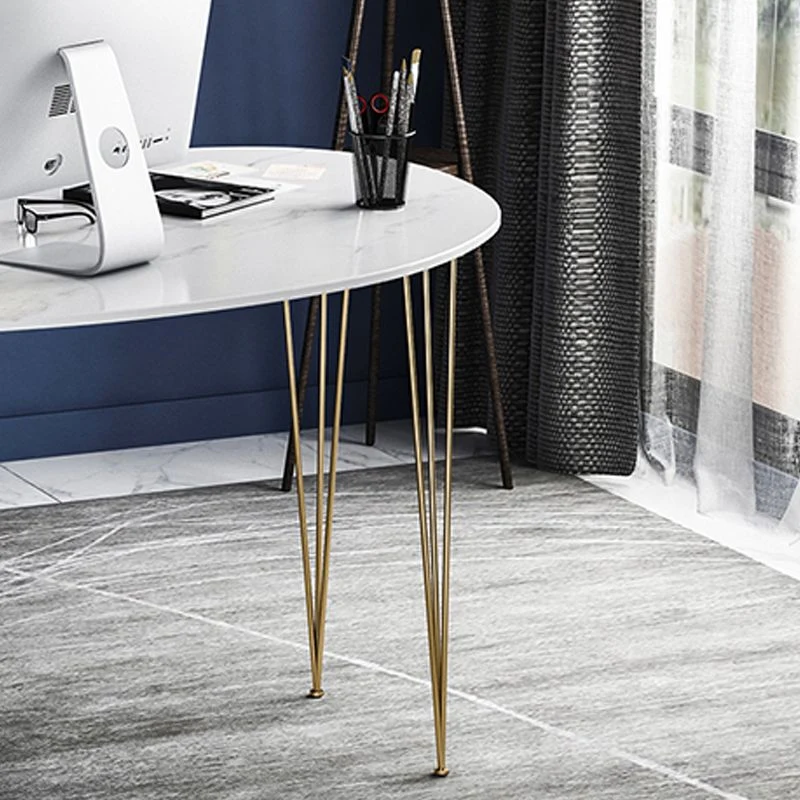 Bureau d'ordinateur Glam moderne, doré, base en épingle à cheveux de 29,5 po Clearhalo