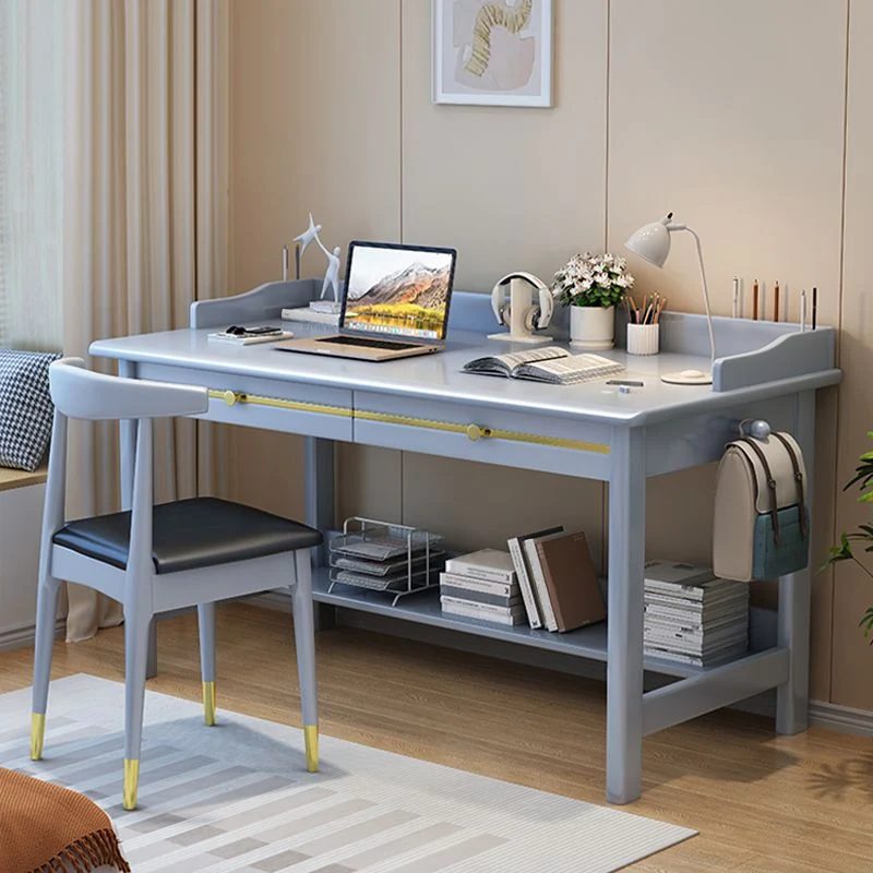 Bureau d'ordinateur glamour en bois massif pour chambre à coucher avec étagère, 29,5 pouces de haut Clearhalo