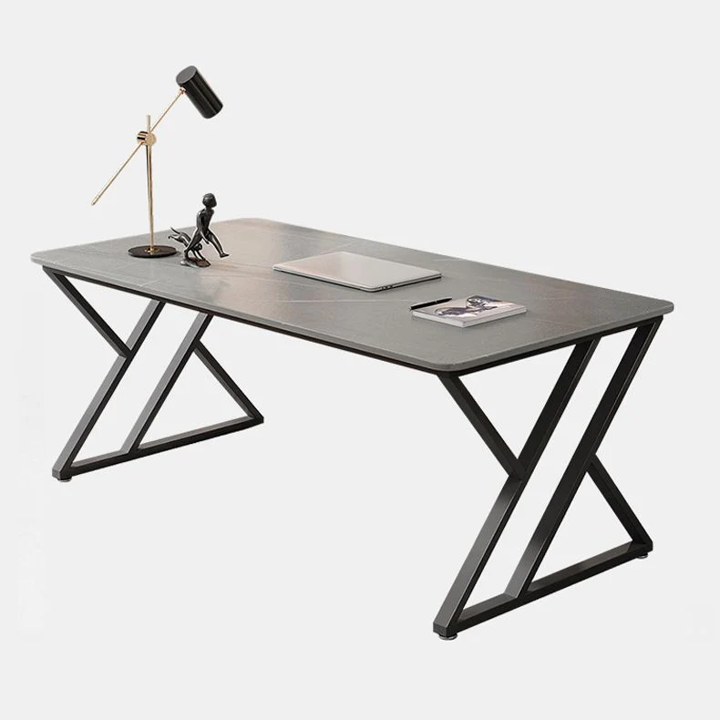 Bureau d'ordinateur incurvé contemporain avec finition antique Clearhalo