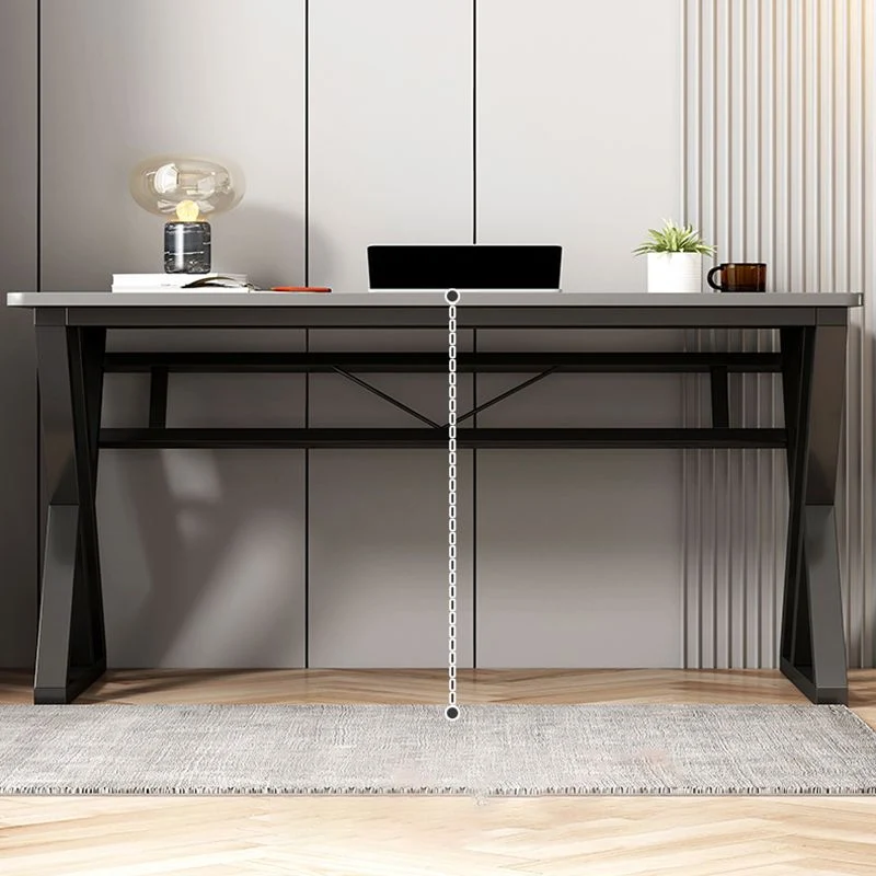 Bureau d'ordinateur incurvé à finition antique de bureau industriel de 29,53 po de hauteur Clearhalo