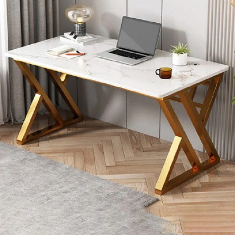 Bureau d'ordinateur incurvé à finition antique de bureau industriel de 29,53 po de hauteur Clearhalo