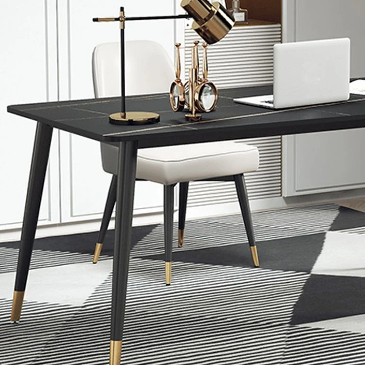 Bureau d'ordinateur incurvé Glam, finition antique, pieds en métal Clearhalo