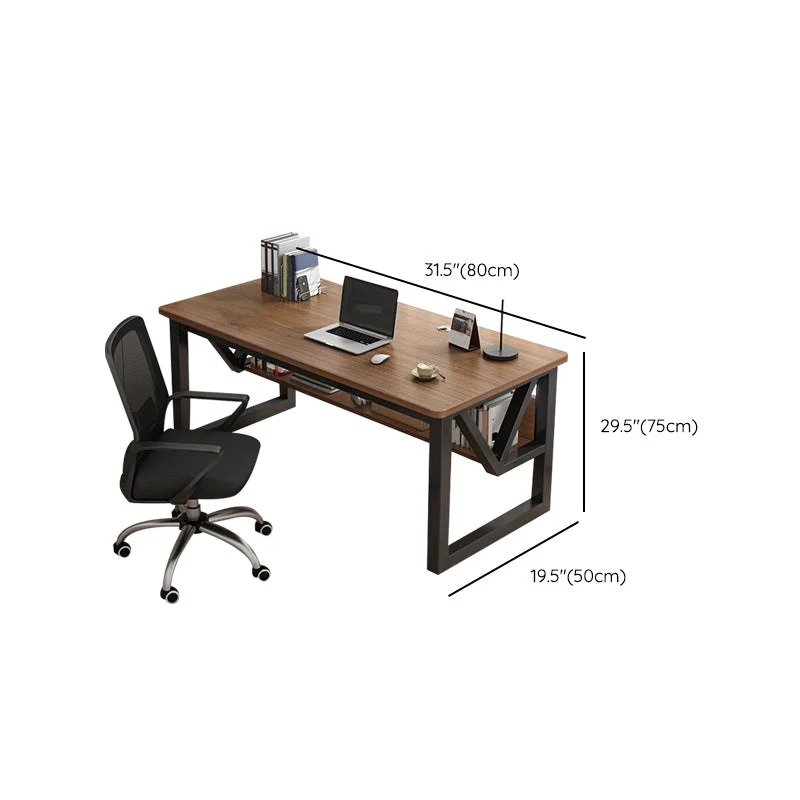 Bureau d'ordinateur incurvé industriel, finition antique, pieds en métal Clearhalo