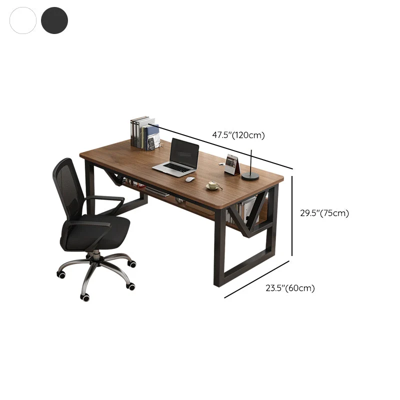 Bureau d'ordinateur incurvé industriel, finition antique, pieds en métal Clearhalo
