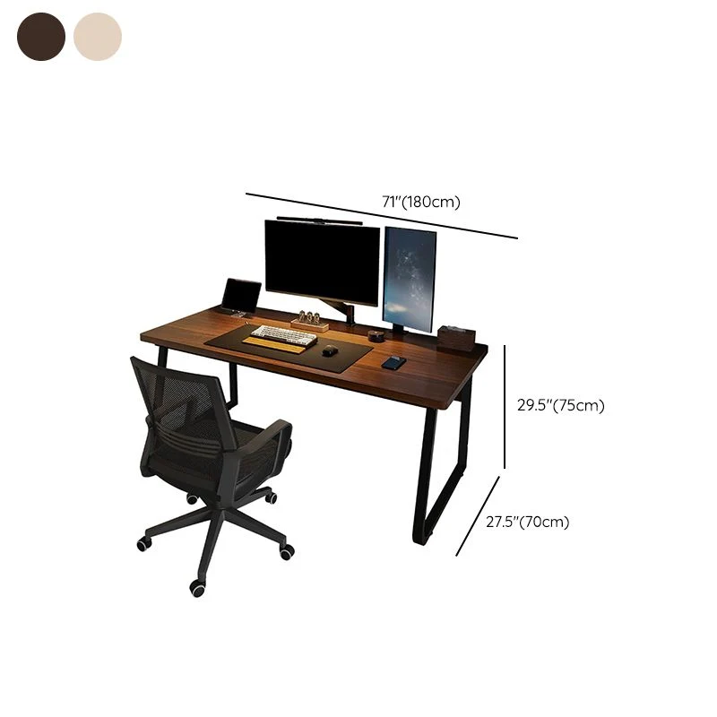 Bureau d'ordinateur incurvé industriel, finition antique, avec pieds en métal Clearhalo