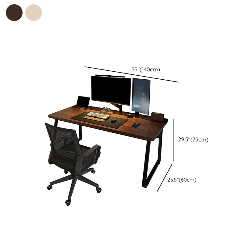 Bureau d'ordinateur incurvé industriel, finition antique, avec pieds en métal Clearhalo