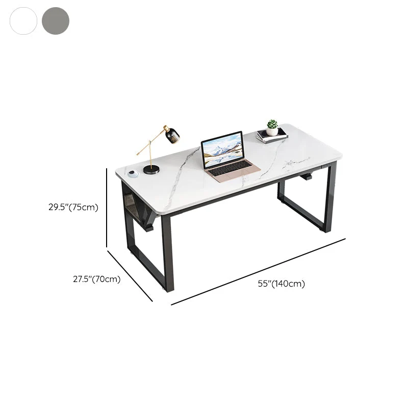 Bureau d'ordinateur industriel de 29,53 po de hauteur, bureau de jeu au fini antique avec pieds en métal Clearhalo