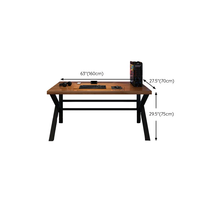 Bureau d'ordinateur industriel en bois, bureau de jeu rectangulaire naturel Clearhalo