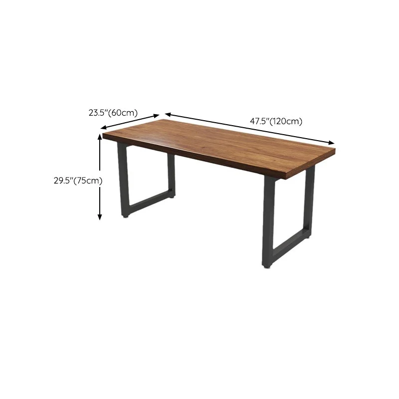 Bureau d'ordinateur industriel en bois, bureau rectangulaire avec pieds en métal Clearhalo