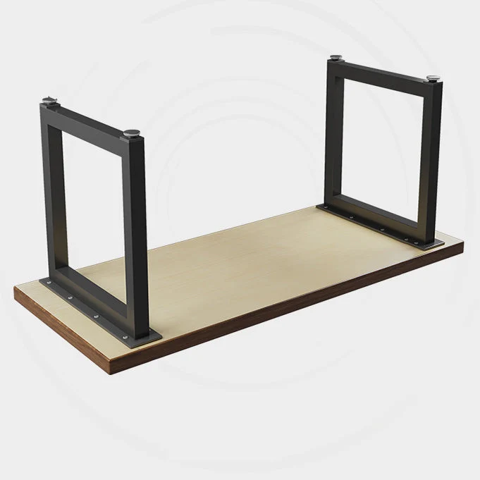 Bureau d'ordinateur industriel en bois, bureau rectangulaire avec pieds en métal Clearhalo