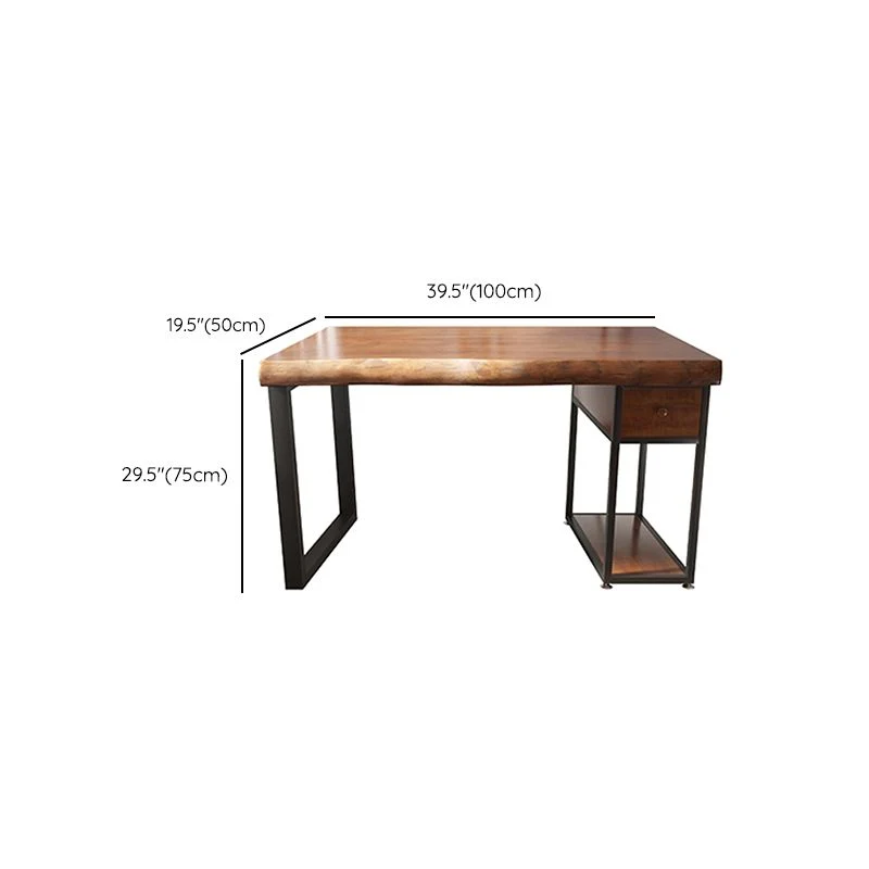 Bureau d'ordinateur industriel en bois, bureau rectangulaire avec tiroir Clearhalo