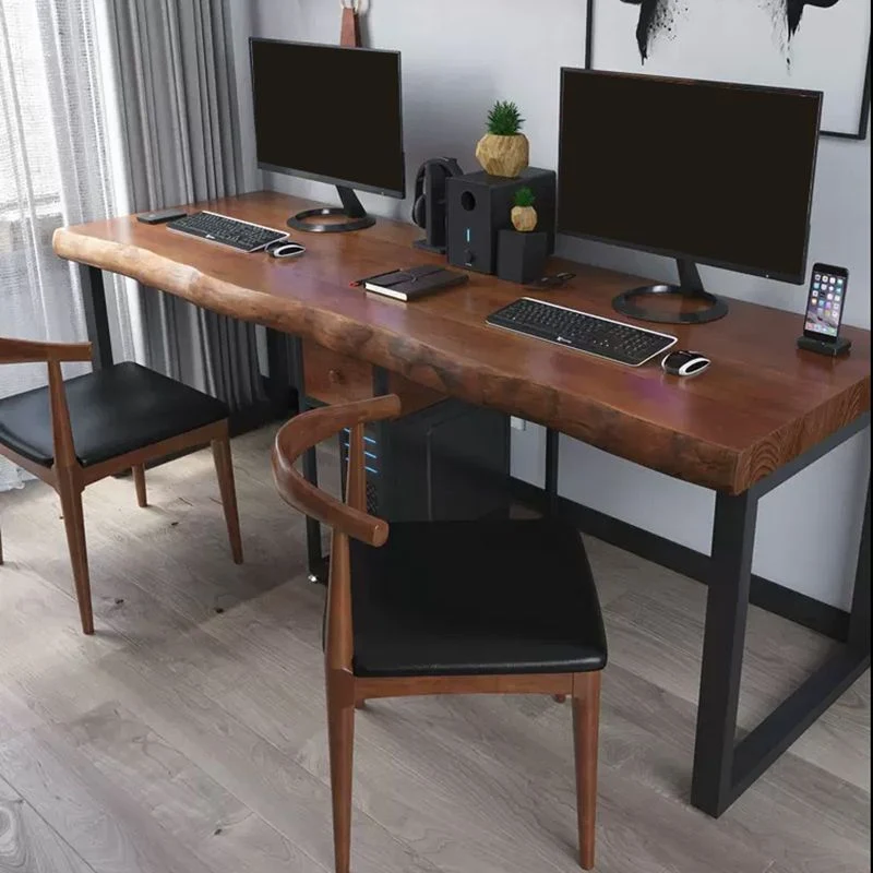 Bureau d'ordinateur industriel en bois, bureau rectangulaire avec tiroir Clearhalo