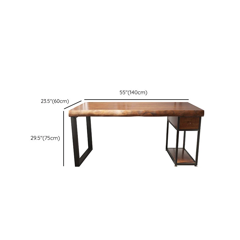 Bureau d'ordinateur industriel en bois, bureau rectangulaire avec tiroir Clearhalo