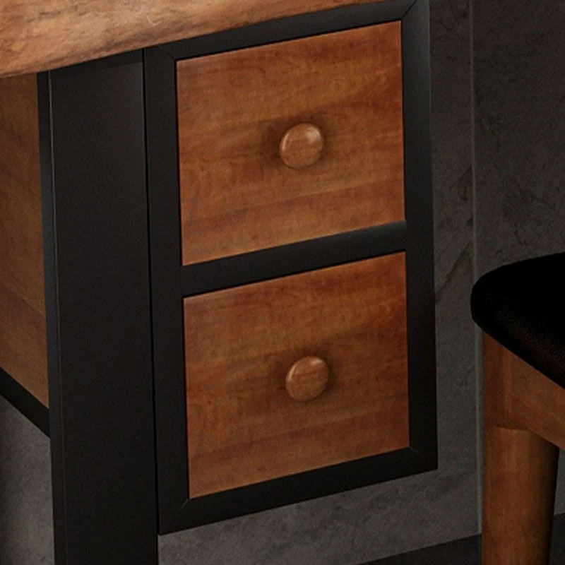 Bureau d'ordinateur industriel en bois, bureau rectangulaire avec pieds en métal Clearhalo