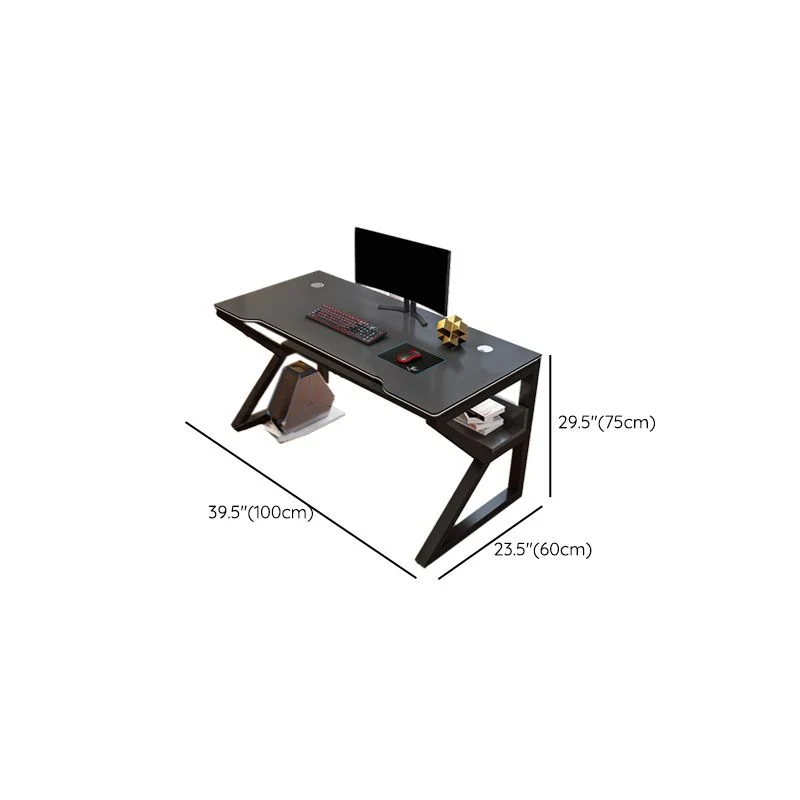 Bureau d'ordinateur industriel en bois, finition antique, pieds en acier Clearhalo
