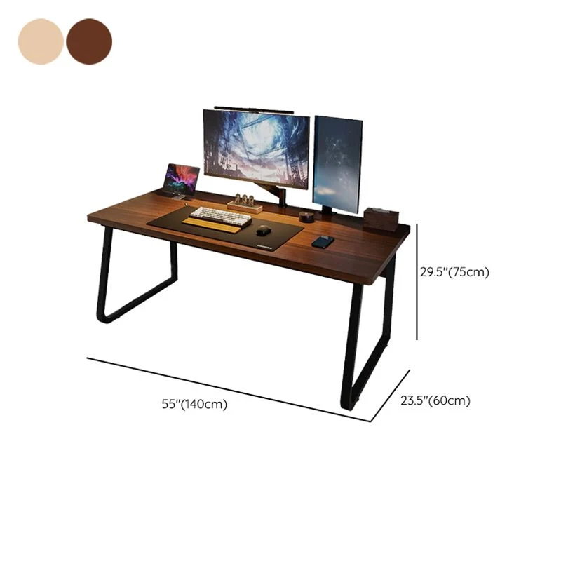 Bureau d'ordinateur industriel en bois, gestion des câbles, bureau rectangulaire Clearhalo