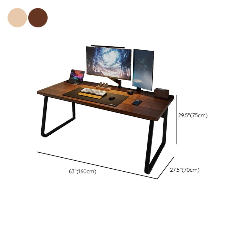 Bureau d'ordinateur industriel en bois, gestion des câbles, bureau rectangulaire Clearhalo